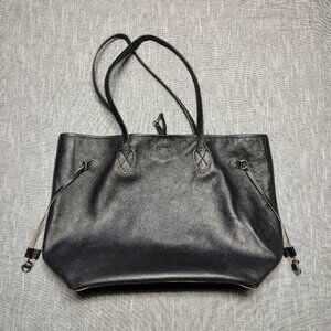 Lodis Tote Handbag Shoulder Bag Black Pebbled Leather